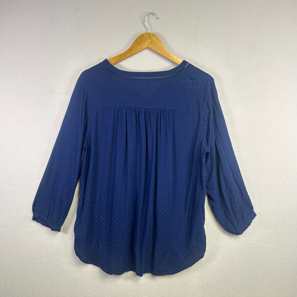 Woman's St John Bay Blue Shirt - Size Large Sailor Chic Casual Chic Peasant - Picture 10 of 11